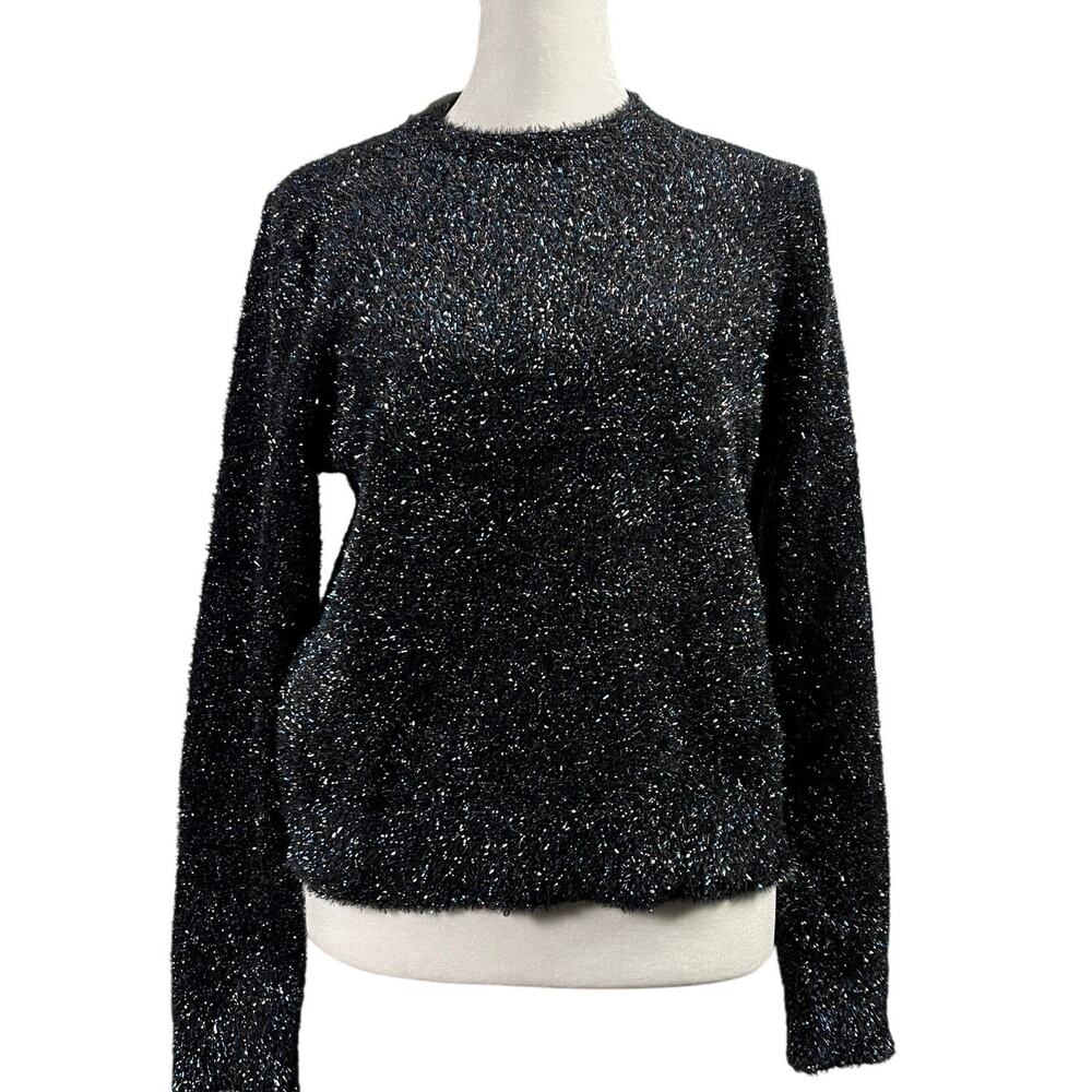 Banana Republic Sweater Womens Medium Metallic Tinsel Pullover festive holiday